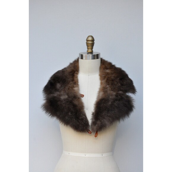 Vintage Dark Brown Shearling Fur Collar Soft Fluffy Chunky Almost Famous - Picture 3 of 9